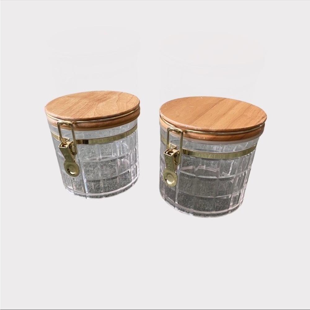 Clear Storage Containers with Wood like Top (SC)